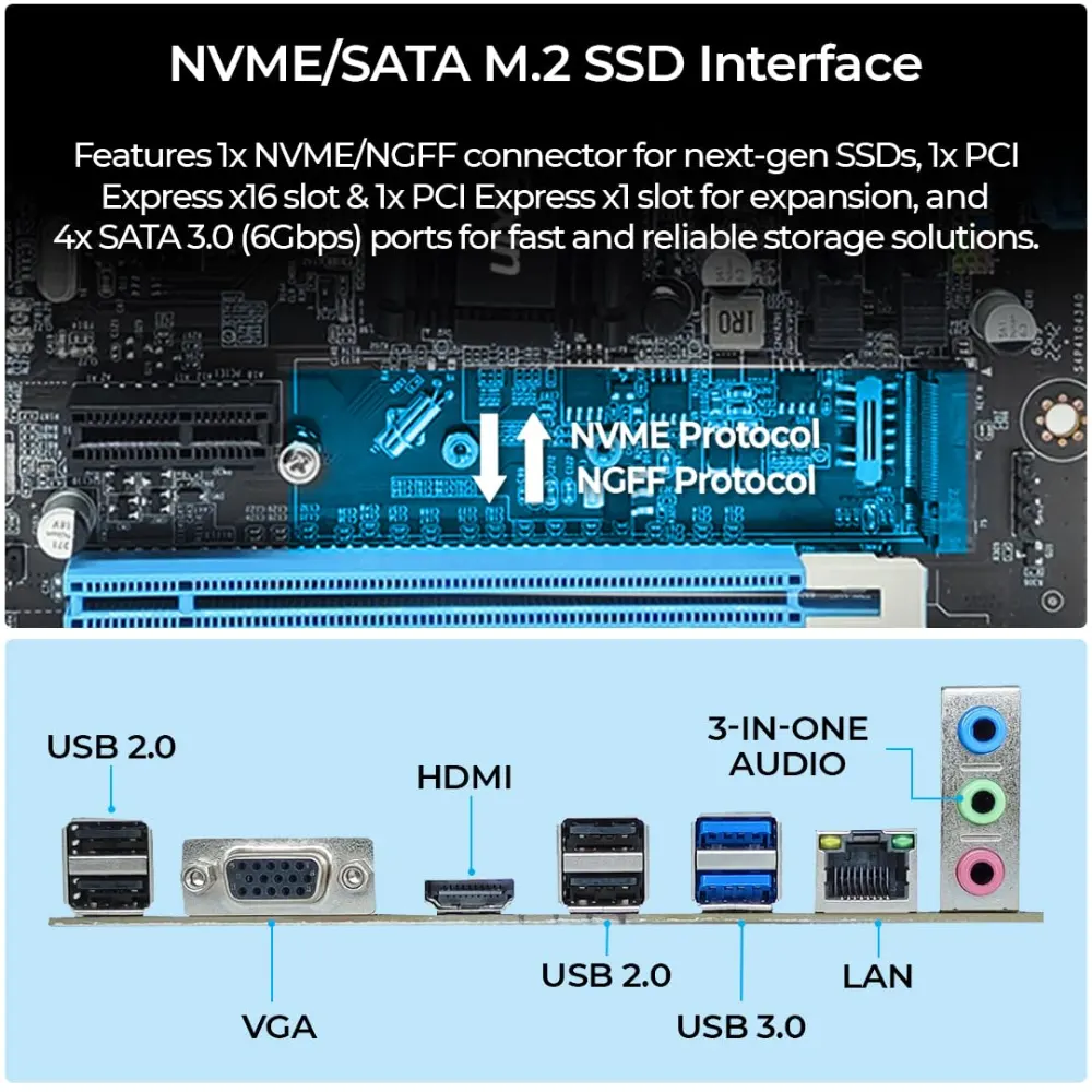 Foxin Motherboard H110 DDR4 Motherboard For Intel 6th | 7th | 8th | 9th Gen  with NVME view 4